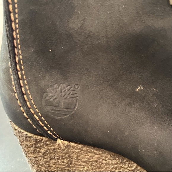 Timberland sz 9.5 monogram Wallaby black leather wedge booties - Picture 10 of 13